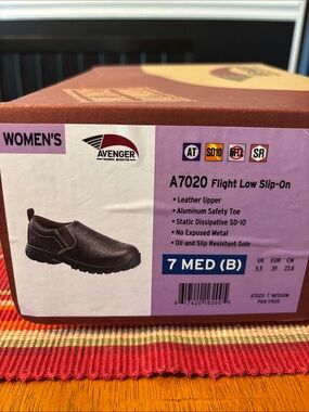 Avenger Women's Slip-On Work Shoe in Dark Brown